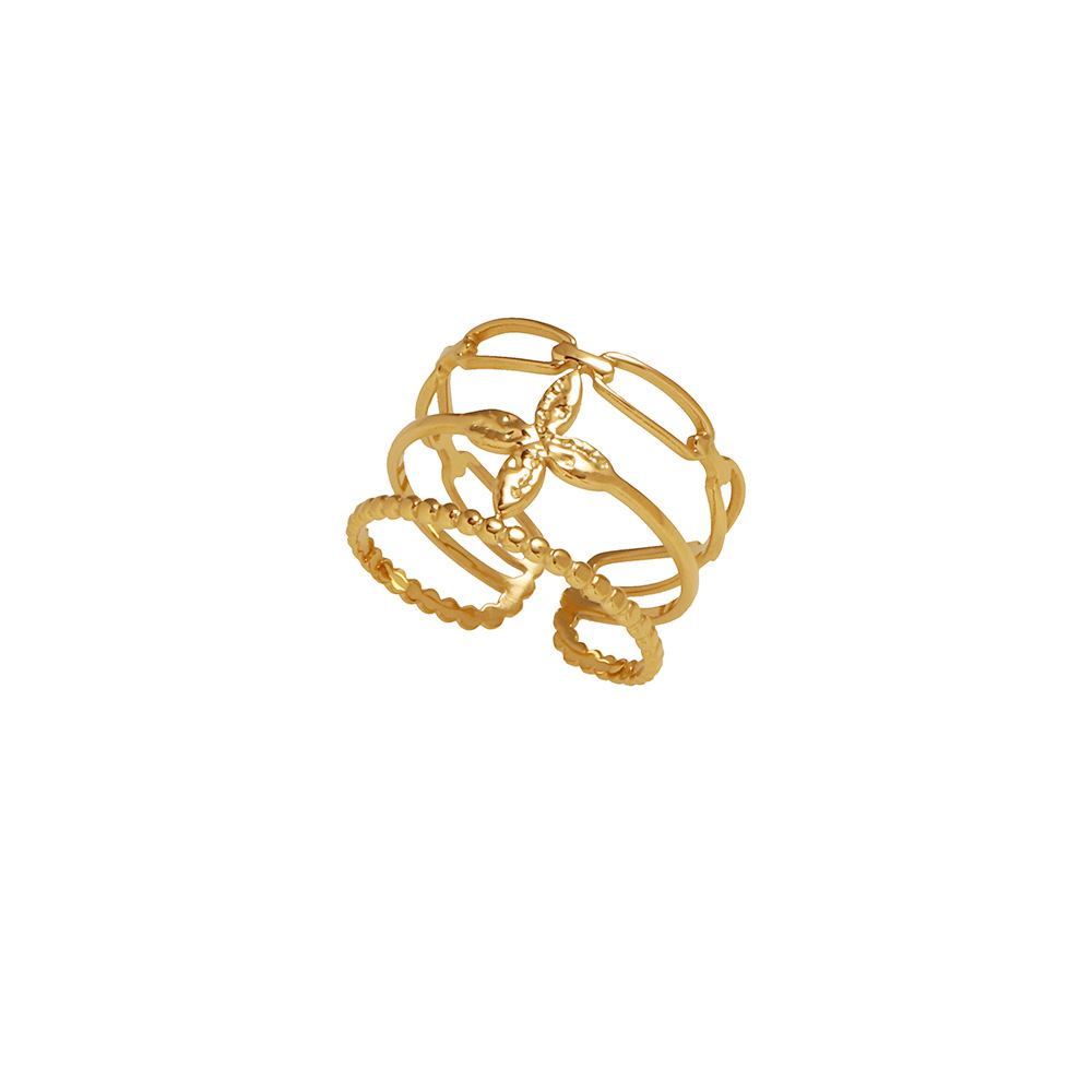 4g Weight Real Gold Plated Plating Material Open Rings Classification Adjustable Ring Size 1 Piece Quantity Daily Occasion 304 Stainless Steel Material Geometric Pattern Women's Gender Ethnic Style, Simple Style Style Waterproof Non Tarnish, Hollow Out Craft Real Gold Plated Geometric 304 Stainless Steel Ethnic Style Simple Style Waterproof Non Tarnish Open Rings 1