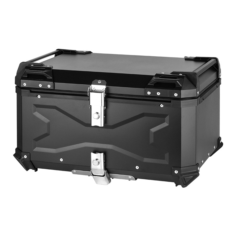 Caja trasera de aleación de aluminio 65L de gran capacidad, caja trasera de motocicleta, desmontaje rápido, pedales de motocicleta impermeables, maletero eléctrico