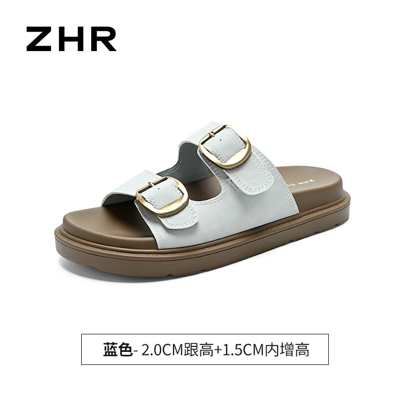 Dép sandal nữ xỏ ngón đế bệt kiểu Birkenstock — AY352 Xanh dương