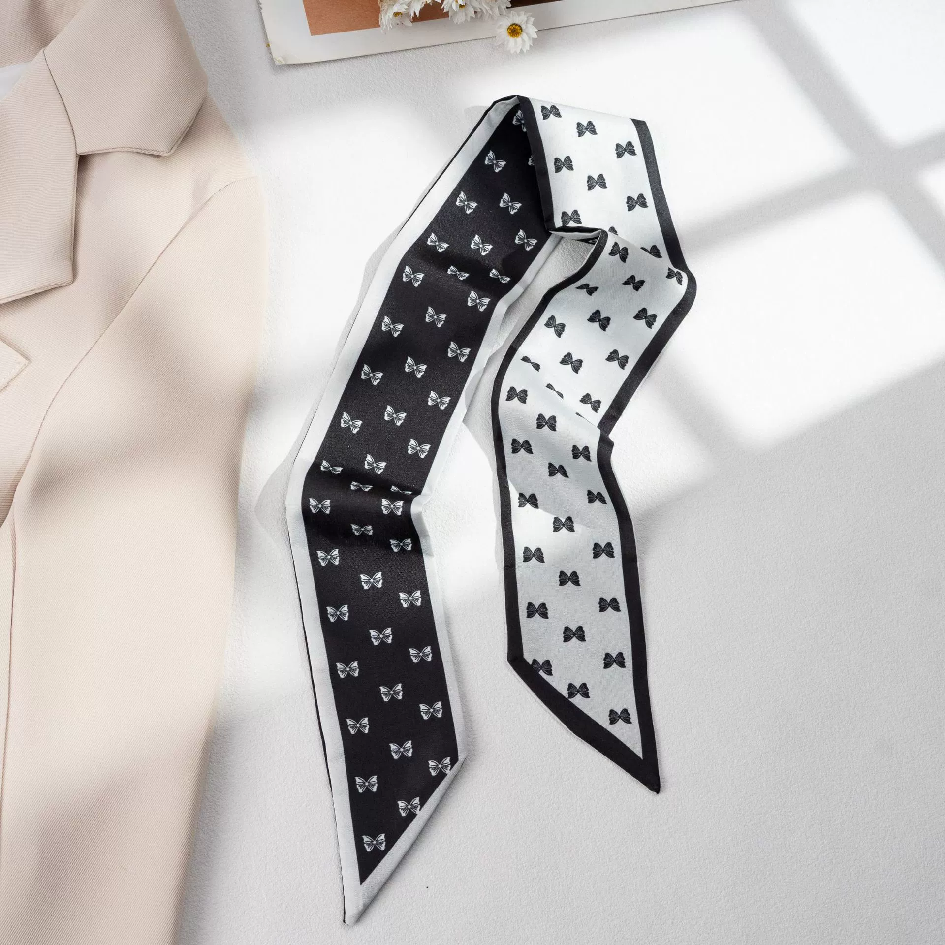 Silk Scarf Hairband (Suhang) long streamer 89×3.8 cm, lightweight gift box option