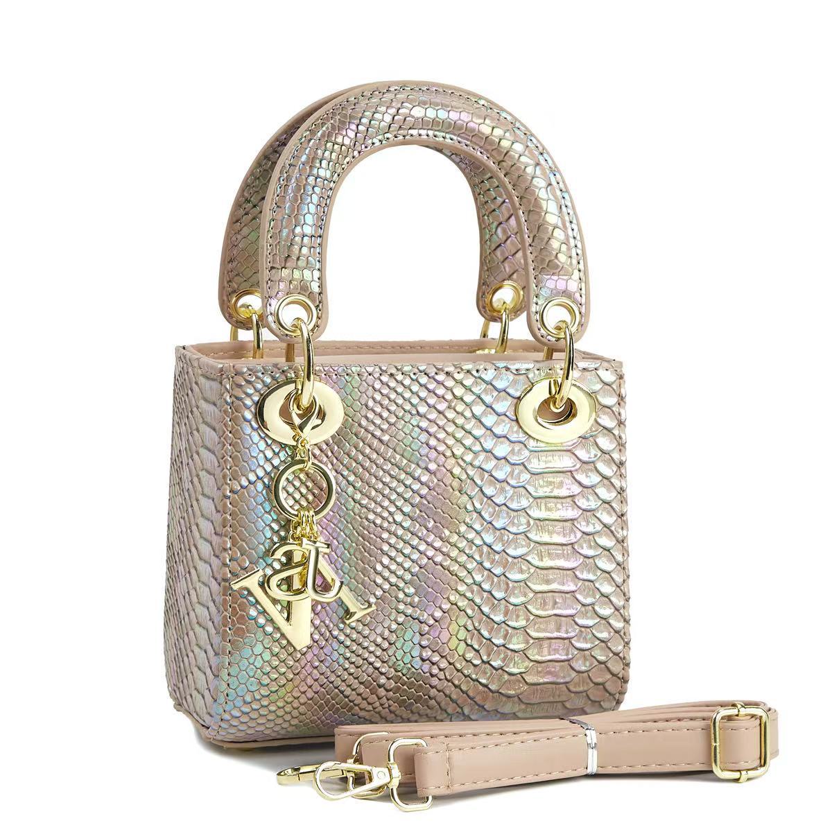 Brillante cocodrilo estampado bolsos casuales bolsos cuadrados retro exquisitos versátiles bolsos de hombro mochilas transfronterizos