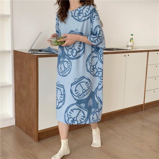Pajamas Women's Summer Korean-style Pajamas Women's Summer Nightgown Short-sleeved Women's Summer Home Clothes suit Student Cute plus size