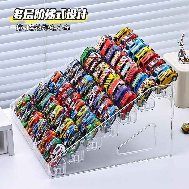 子供のおもちゃの車の展示棚1:64の風火輪の合金の模型の小さい車の収納箱のアクリルの多層の階段|undefined
