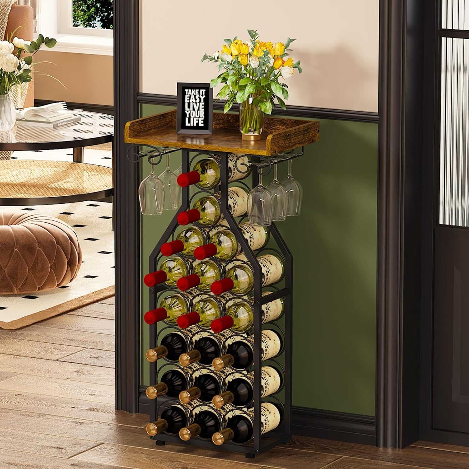 American Wine Glass Rack Red Wine Rack Floor-Standing Wine Cabinet Wine Rack Storage Modern Simple Red Wine Rack Storage Rack Red Wine Home