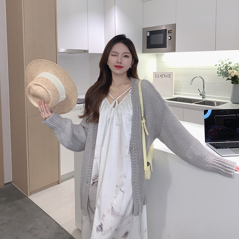 Four Seasons Knitted Lovers Cardigan Super Mohair Versatile Sweater