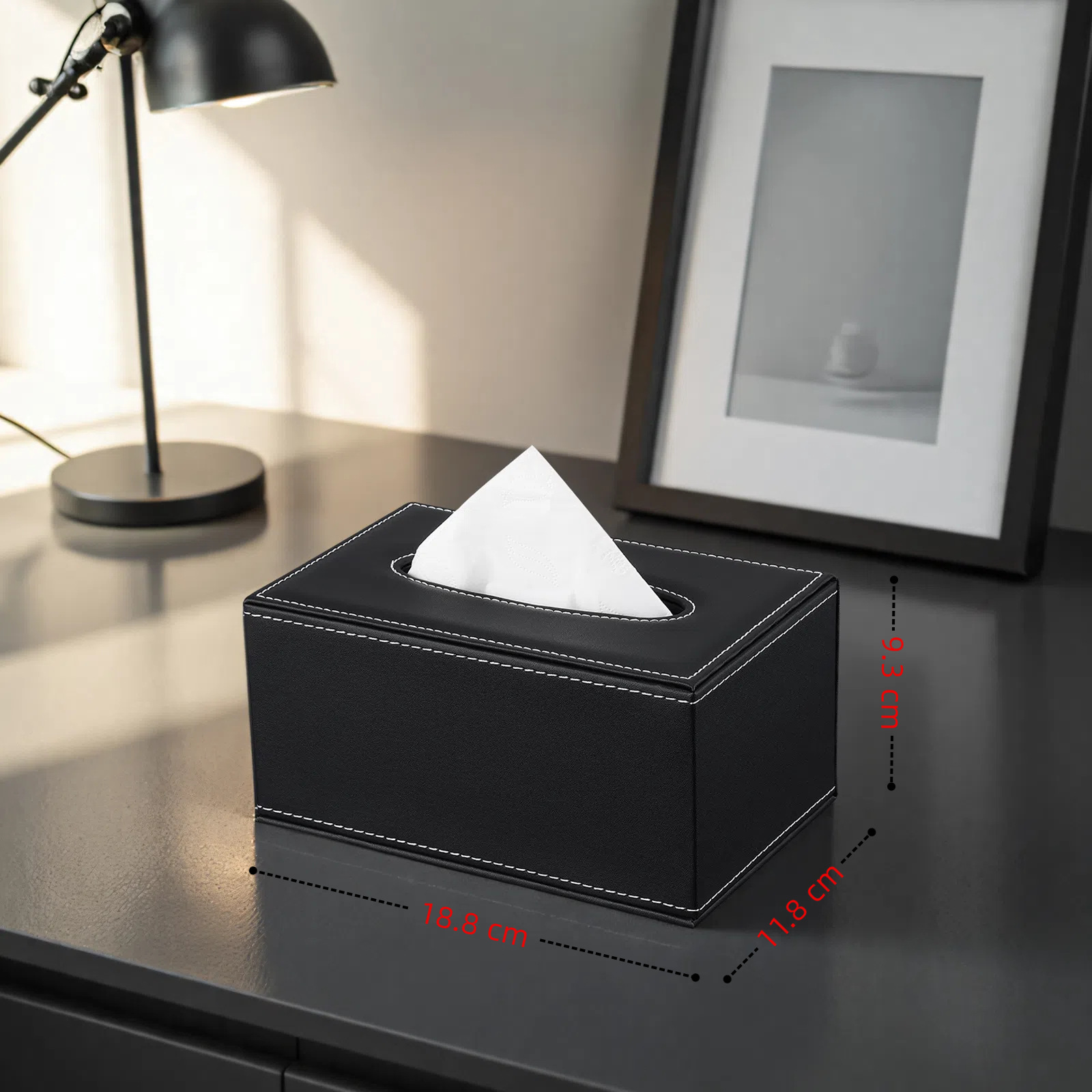 Orden Caja de pañuelos grande de cuero negro simple hotel sala de estar hogar caja de pañuelos universal caja de pañuelos de publicidad