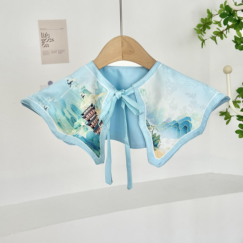 Cuello falso para niños, cuello falso de todo fósforo, cuello de hoja de loto, chal pequeño, cordones de alta calidad, chaleco pequeño de doble capa, bufanda de nube