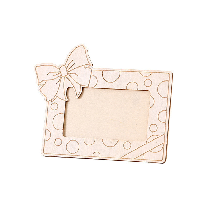 Wooden Photo Frame Unfinished Baby DIY Graffiti White Embryo Can Be Spliced Kindergarten Kidsren's Fun Photo Frame Gift
