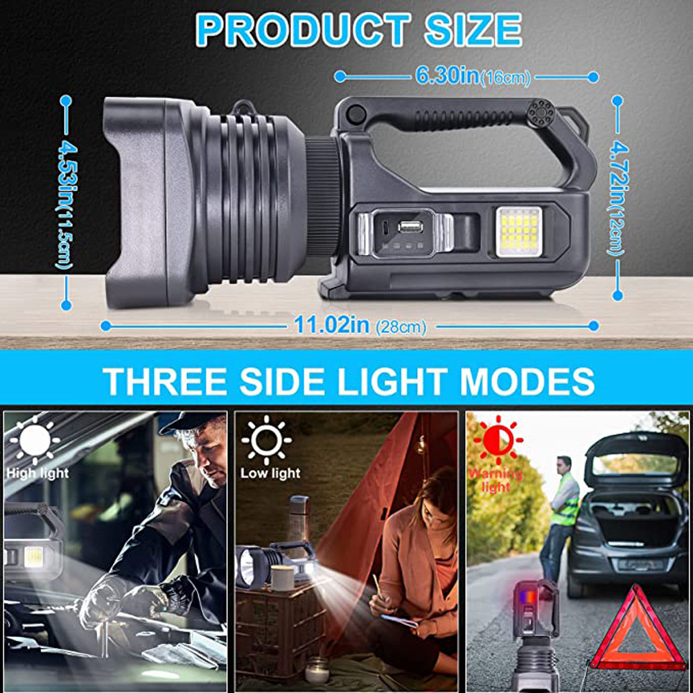 Transfronterizo nuevo USB recargable reflector portátil al aire libre P50 blanco amarillo doble luz linterna luz de trabajo de emergencia al aire libre