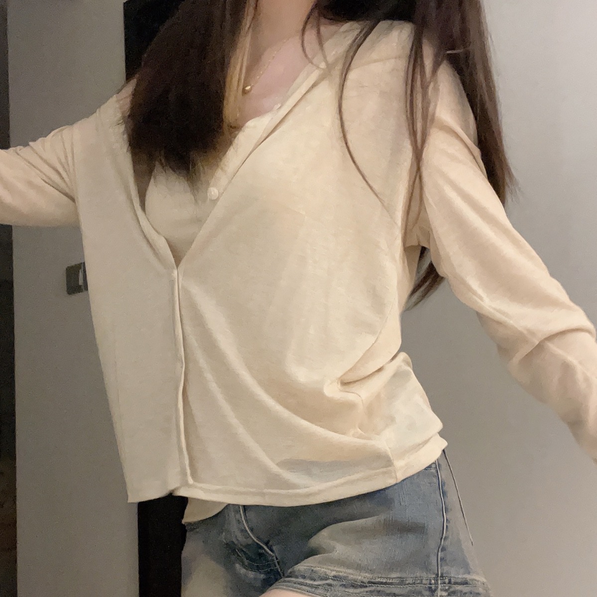 Japonés retro Hong Kong estilo puro algodón de una sola pieza irregular oblicua split camisola cómodo color sólido interior superior para las mujeres