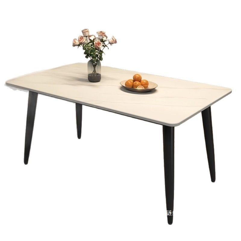 Fábrica directa mesa de comedor de tabla de roca ligera de lujo doméstica moderna simple mesas de comedor y sillas de hierro forjado combinación rectangular para comer