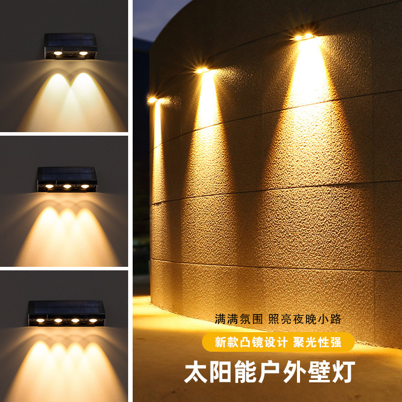 Solar Wall Lamp, Home Outdoor Lamp, Waterproof Wall Washer, up and down Luminous Balcony Garden Layout, Decorative Courtyard