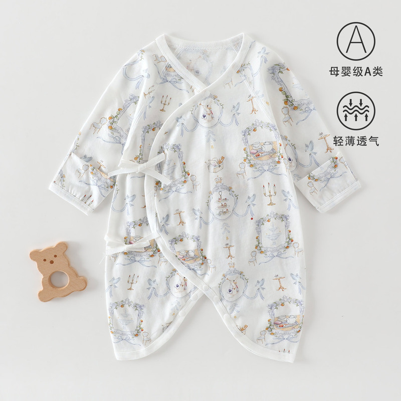 Newborn Baby Butterfly Romper, Class a Pure Cotton, Breathable Thin Summer Jumpsuit, Long-Sleeve Diagonal Collar Onesie for Boys and Girls Newborn Baby Butterfly Romper, Class a Pure Cotton, Breathable Thin Summer Jumpsuit, Long-Sleeve Diagonal Collar Onesie for Boys and Girls