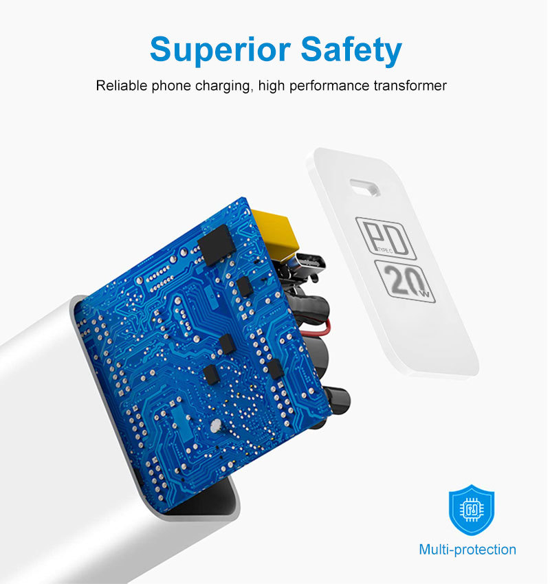 适用苹果手机充电头pd20W手机充电器充电线TYPE-C口欧美规快充头