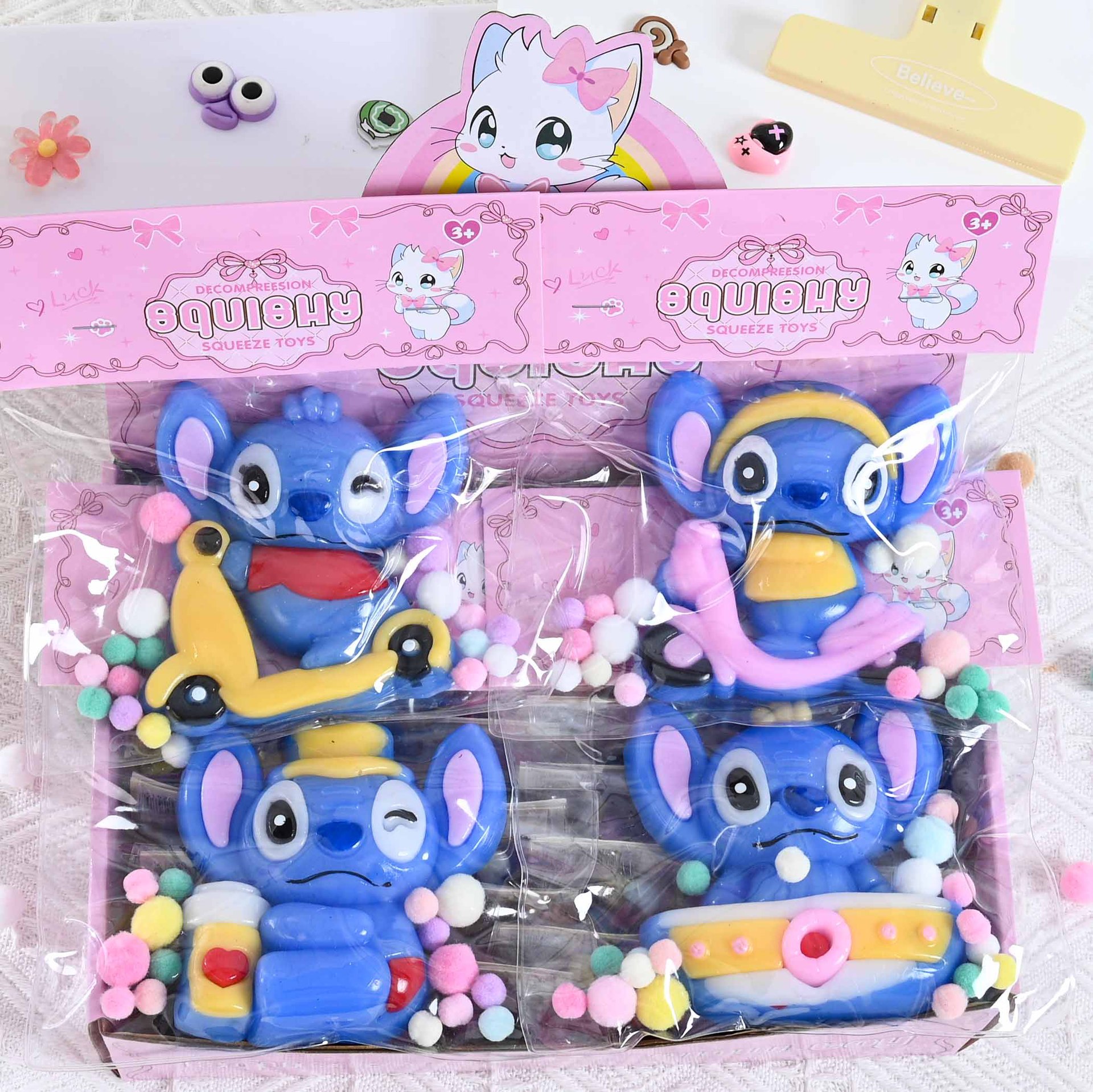 Niños pellizco juguetes de alto valor facial Stitch barro sensación creativa pellizco rebote lento juguetes de ventilación de descompresión