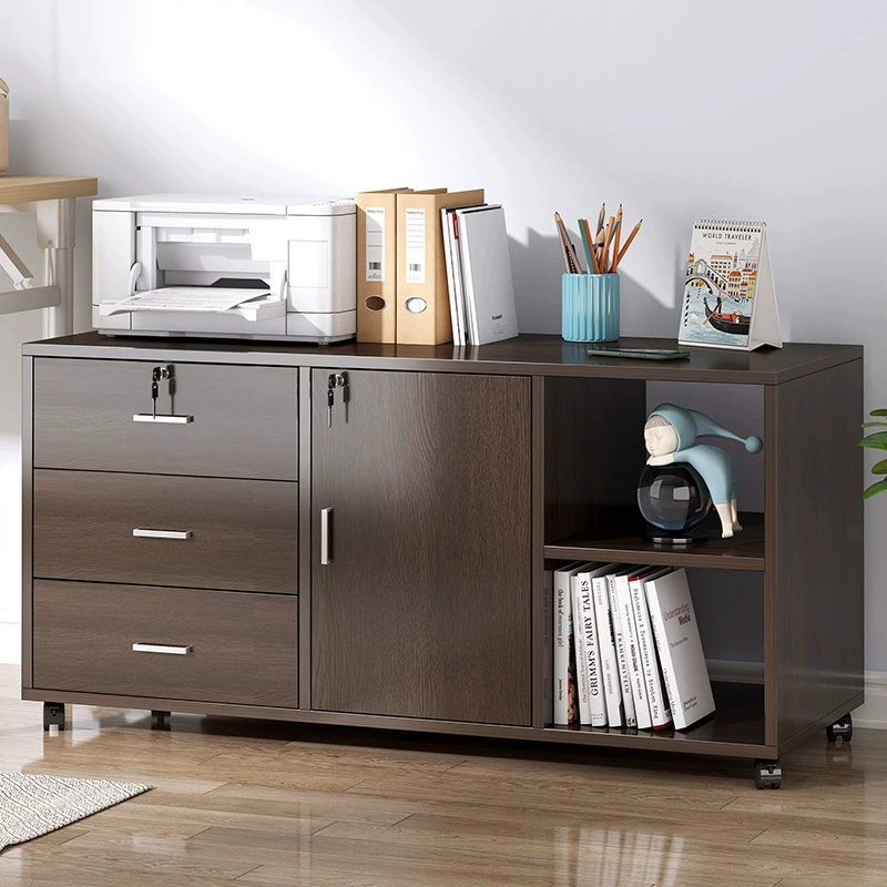 Картотека под столом Офисный шкаф Деревянный боковой шкаф с замком Офисный шкаф Ящик принтера Шкаф для хранения Низкий шкаф