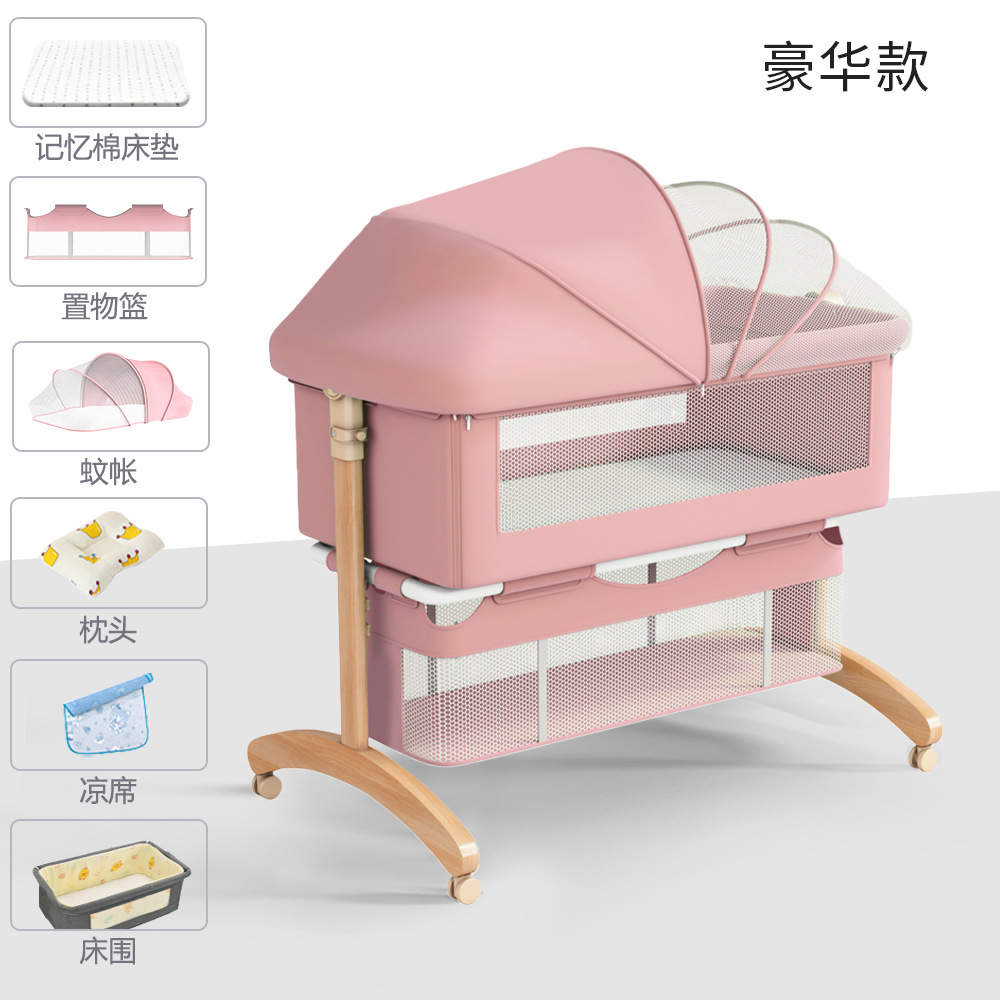 Cama de bebé móvil portátil cuna cama plegable multifuncional BB cama para recién nacidos empalme cama grande