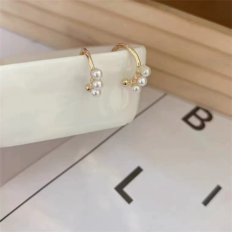 Серьги из цинкового сплава с жемчужиной, 1 см, золотистые, на клипсе, японско‑корейский стиль