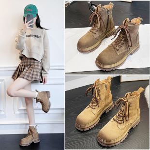European Station Martin Boots Women's 2023 Autumn and Winter New Soft Leather Soft Bottom Retro Women's Ankle Boots Cow Anti-Velvet Frosted Workwear Boots