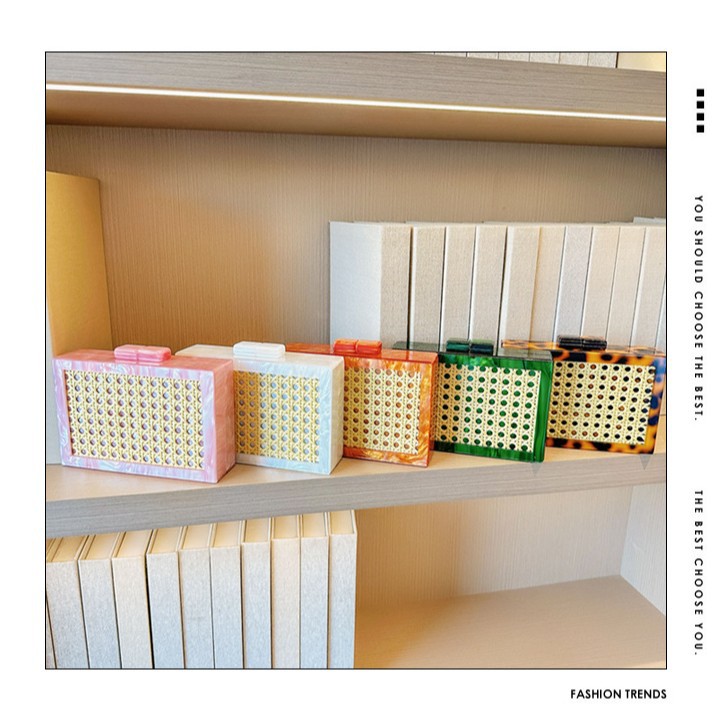 Comercio exterior transfronterizo damas nueva moda de fiesta de caña bolsa acrílica bolsa de cena de hombro único bolsa de mano de banquete inclinada