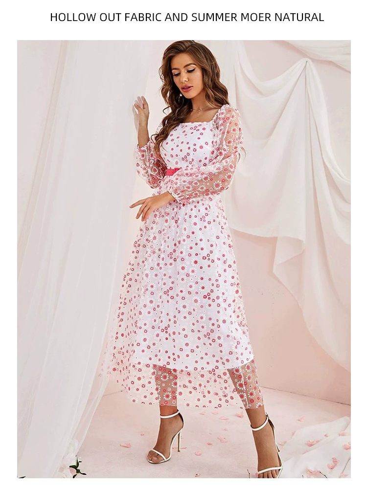 Trägerkleid mit U-Ausschnitt und Netzfutter_voghion.com