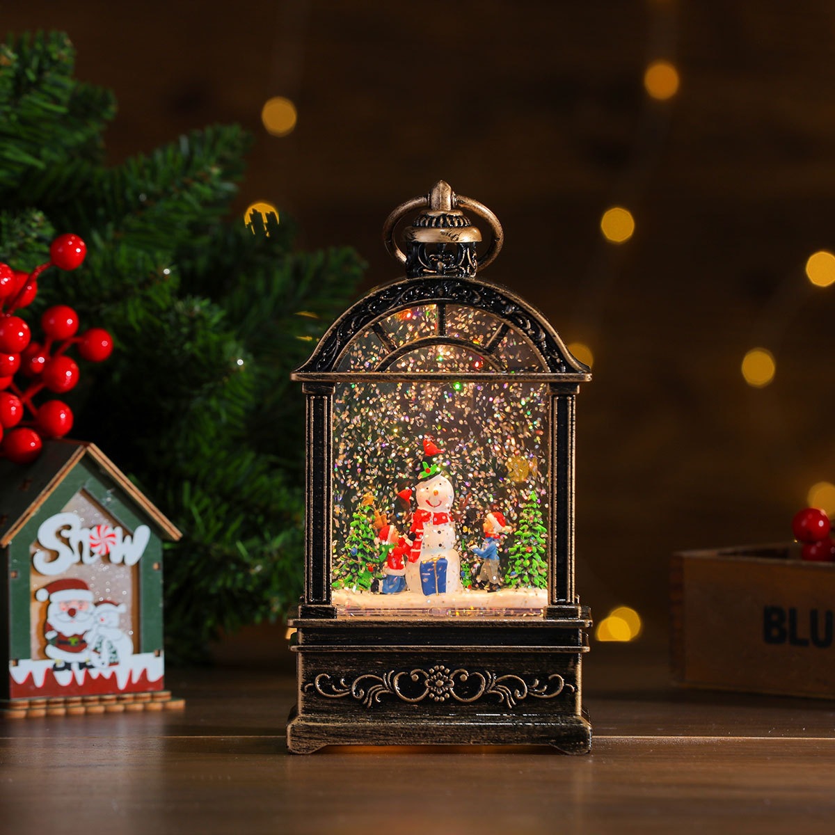 Nueva música de Navidad nieve inyección de agua TV lámpara de noche lámpara de aceite lámpara de caballo decoración de regalos image 38