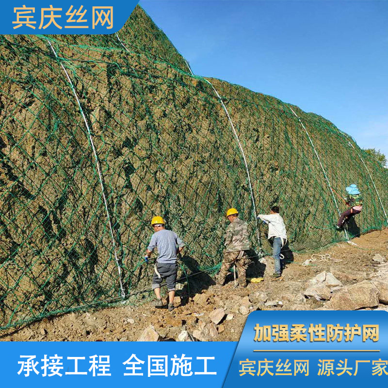 主动被动边坡防护网覆塑SNS柔性防护网环形护坡网山体滑坡钢绳网