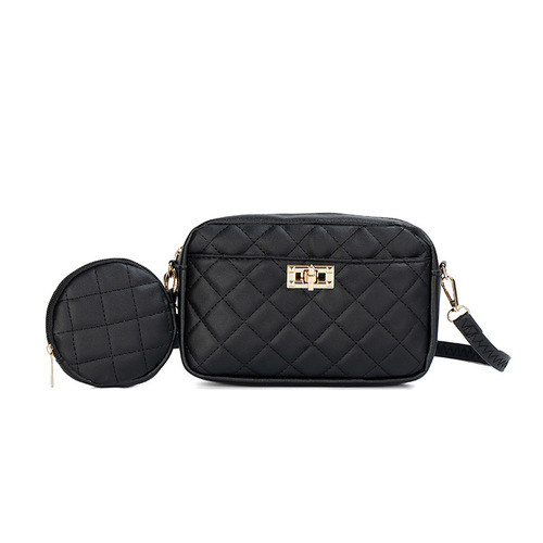 Small fragrance bag two-piece set  new diamond crossbody bag women's storage bag simple large-capacity cosmetic bag