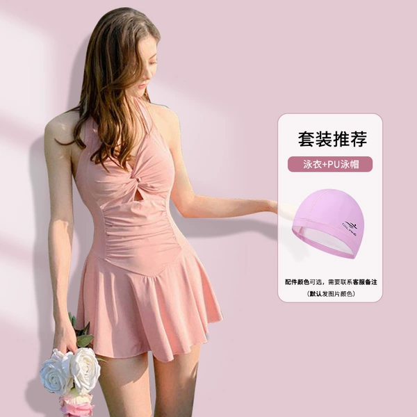 Fuchsia swimwear, swimming cap