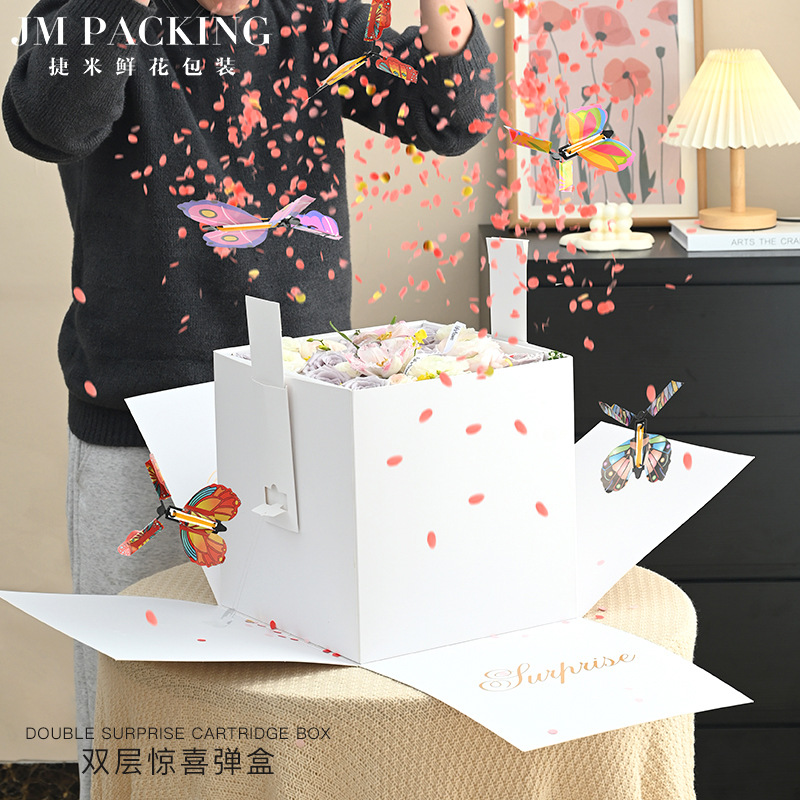 Caja de regalo para floristería, 520, Día de San Valentín, caja de flores creativa plegable con diseño de avión, caja sorpresa para flores.