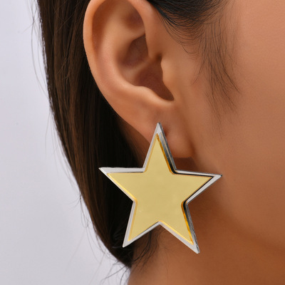 DZ Europe and America Cross border Selling new pattern temperament fashion personality Versatile Auricular needling Earrings Pentagon star Earrings wholesale