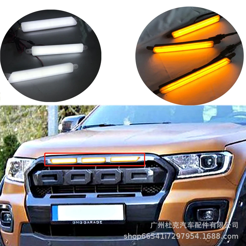 Suitable for Ford Ranger T8 2018-2021 Models with Lighted Grille, Front Face Modification Grille, Off-Road Accessories