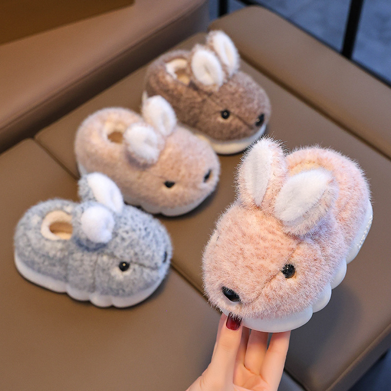 Zapatos de algodón para niños niñas invierno niñas zapatillas cálidas padres-hijos conejo princesa interior antideslizante zapatillas de algodón para el hogar