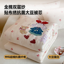 A类母婴级100%全棉冬季保暖抗菌大豆被子儿童纯棉被芯可机洗棉被