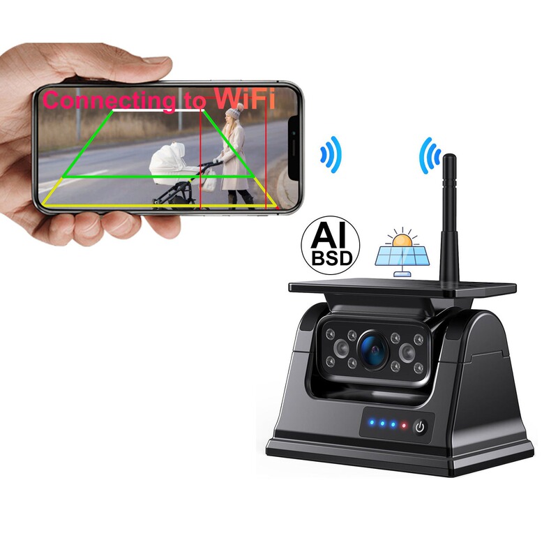 Rv Wireless Reversing Camera, No-Wiring Mobile Phone Connection, Wifi Magnetic Solar-Powered Waterproof Night Vision Camera