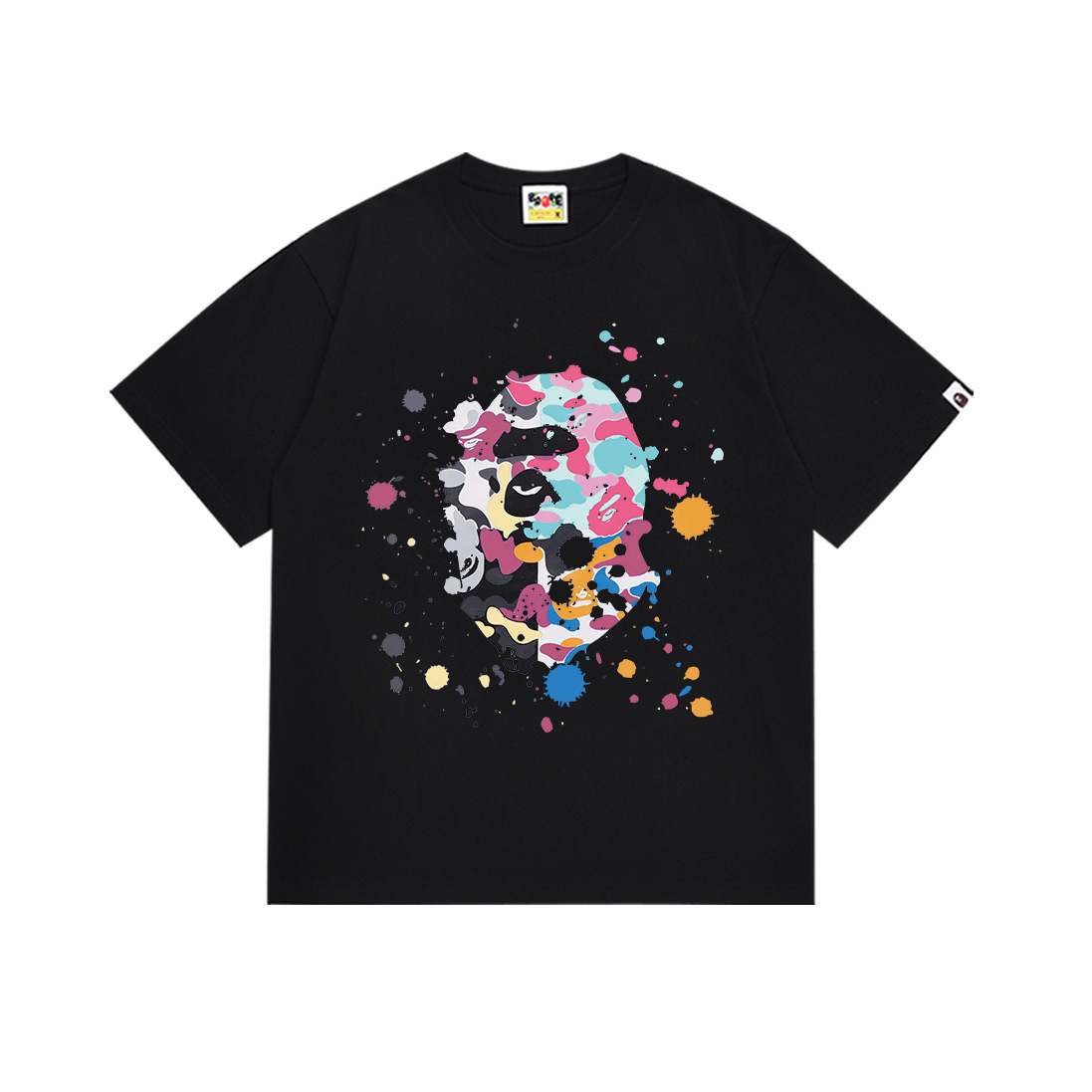 Bape T-shirt Splatter Ape Head Black