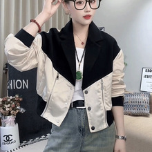 设计感小众拼接撞色棒球服外套女秋季新款宽松显瘦百搭夹克上衣潮