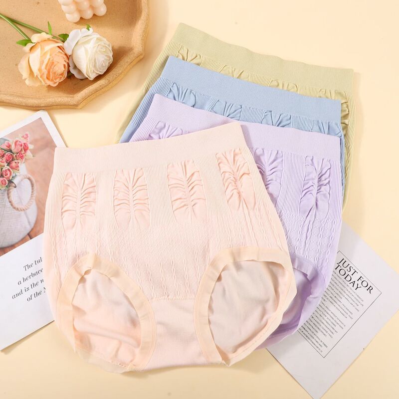 High Waist Underwear Traceless Abdominal Tucked Women's Underwear High Elastic plus size Waist-lifting Hip Slim-fit Breathable Naked Women's Briefs