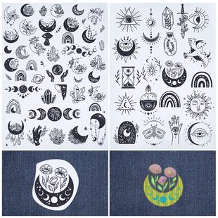 60+ Pieces of Moon Phase Sun Water-Soluble Embroidery Stabilizer Tarot Magic Pre-Printed Gift with 9 Types of Embroidery Stitches