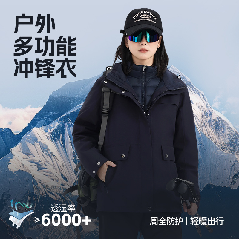 Customized Brand Classy Group Enterprise Group Two-Piece Cold-Proof Clothing Three-In-One Men's and Women's Goose down Liner Jacket