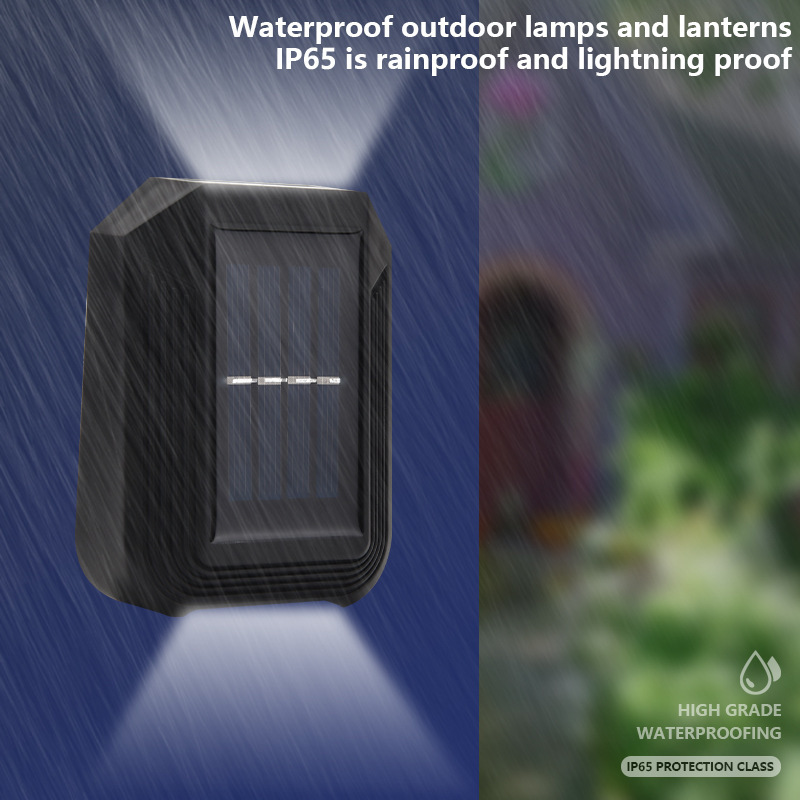 Solar lámpara de pared al aire libre decoración jardín patio casa lámpara de pared impermeable arriba y abajo luminoso al aire libre lámpara de pared decorativa