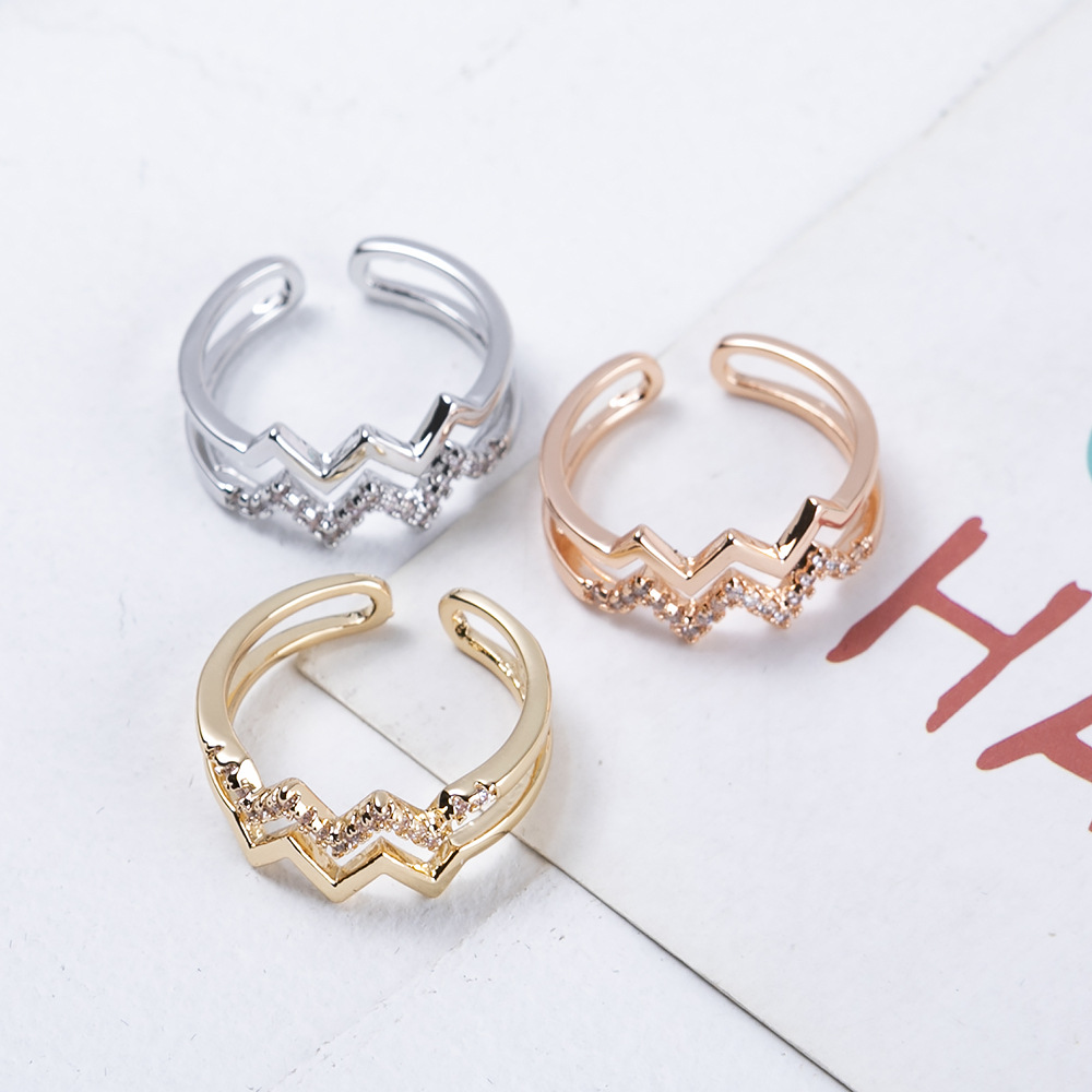 Simple Style Geometric Alloy Plating Rhinestones Women's Open Ring display picture 1
