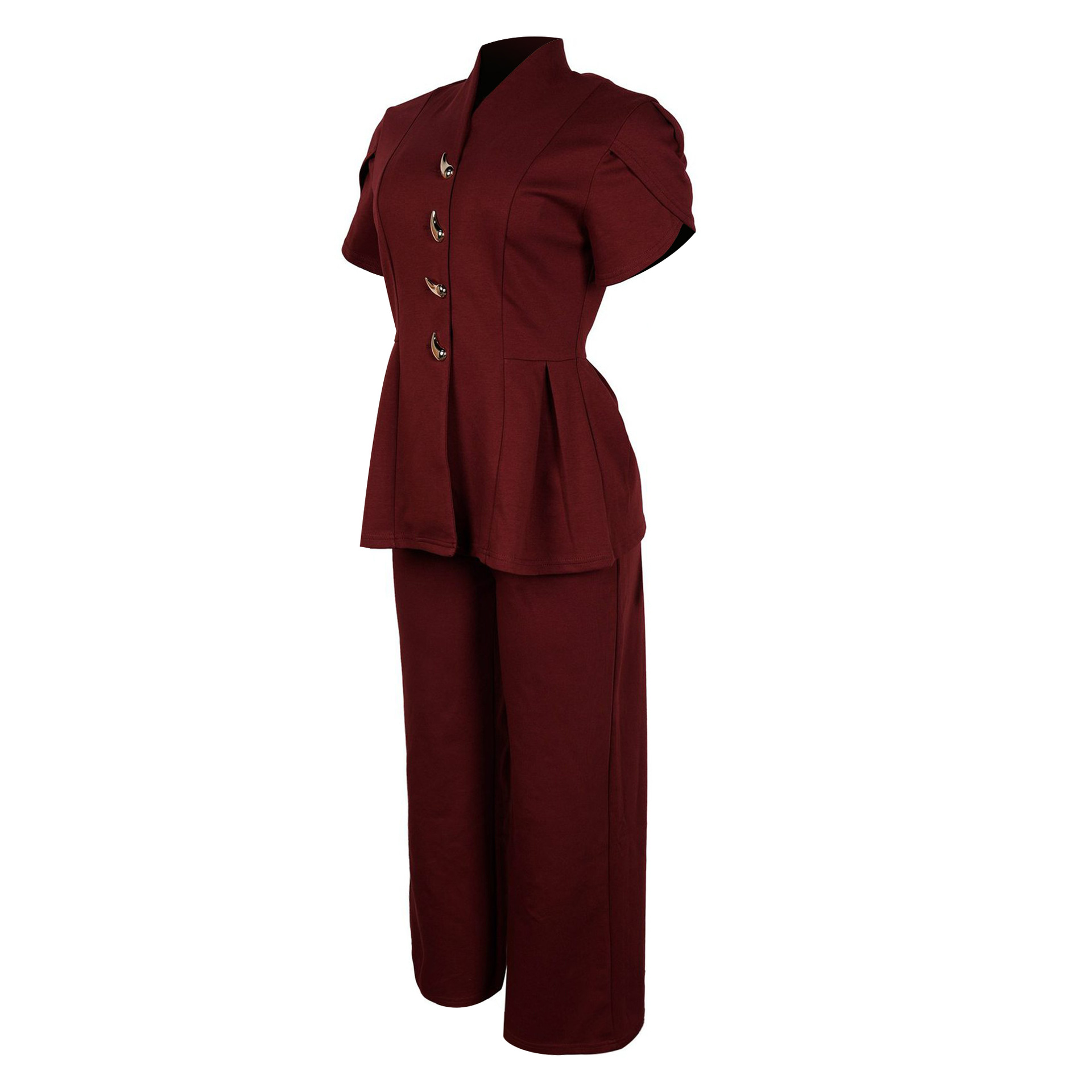 Completo elegante due pezzi con maniche a sbuffo per donna_voghion.com