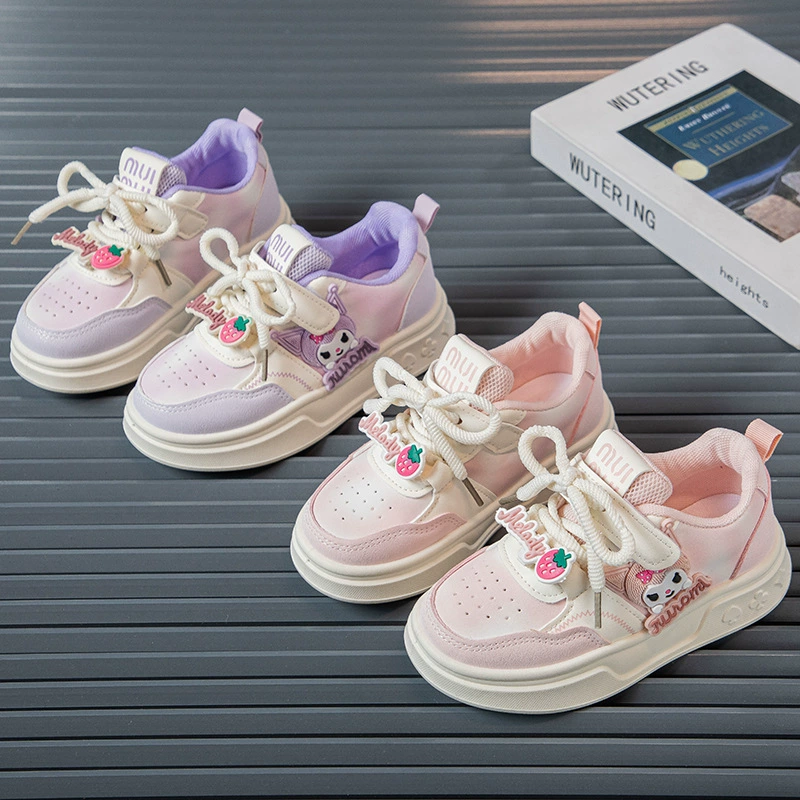 2025 весенняя новая детская милая детская обувь Kuromi, спортивная обувь для девочек для больших детей, милая мягкая подошва, универсальная и дышащая