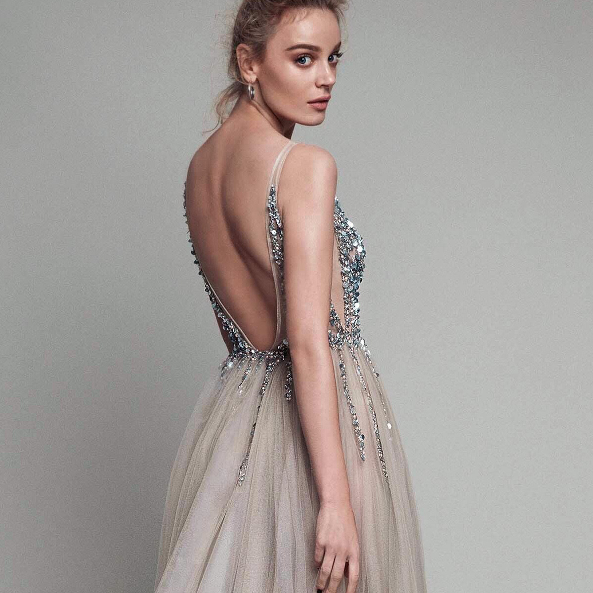 2024 Europa y los Estados Unidos Amazon AliExpress Wish vestido de noche de mujer sexy V-collar de malla de sequillas vestido de noche largo image 2