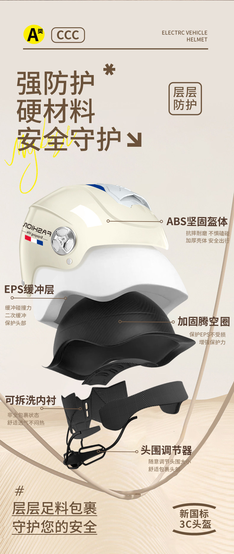 3C Certified Helmet for Electric Vehicles, Battery-Powered Vehicles, Men and Women, Autumn and Winter Breathable Motorcycle Safety Helmet, All-Season Half Helmet
