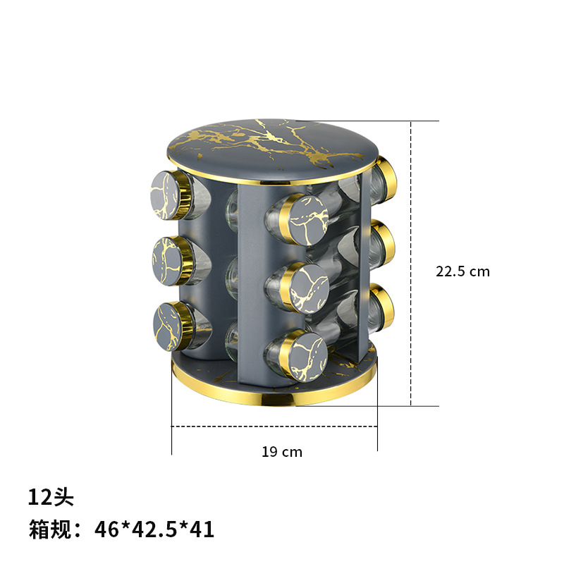Caja de condimentos multifuncional de cocina Estante de múltiples capas redondo con patrón de mármol completo Estante de condimentos giratorio de acero inoxidable