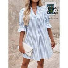 V 54312 V-neck ruffled sleeve print women's dress V ���Ҷ��