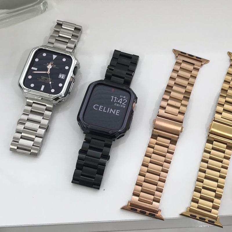 Applewatch Strap Apple Strap iwatch8 Generation 6543 Metal Stainless Steel Strap for Men 7se