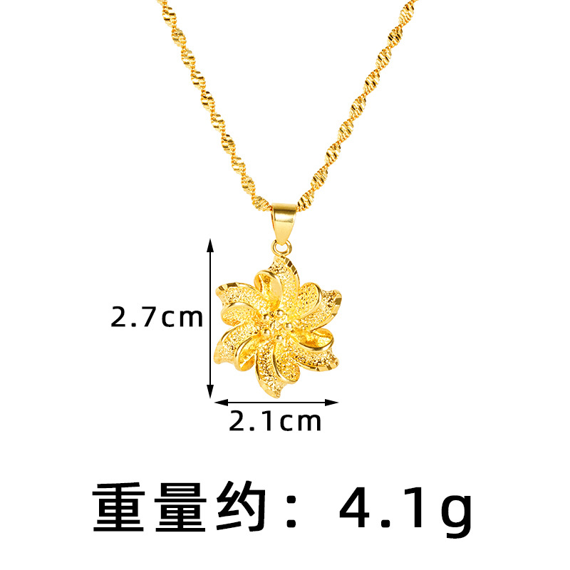 Ley antigua de joyería colgante de flor de seis pétalos de oro de arena vietnamita, todo fósforo, sensación de alta calidad, colgante que no se desvanece durante mucho tiempo, fábrica de suministro al por mayor